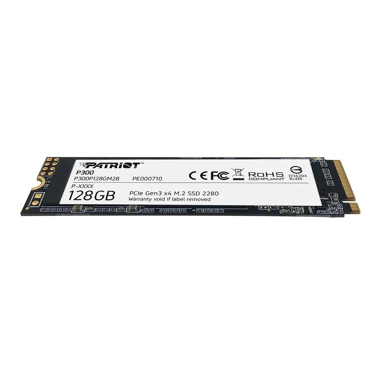 Твердотельный накопитель SSD M.2 PCIe Patriot P300, P300P128GM28, [128 ГБ, M.2 2280 PCI-E, чтение: 1600 МБ/с, запись: 600 МБ/с, TLC]