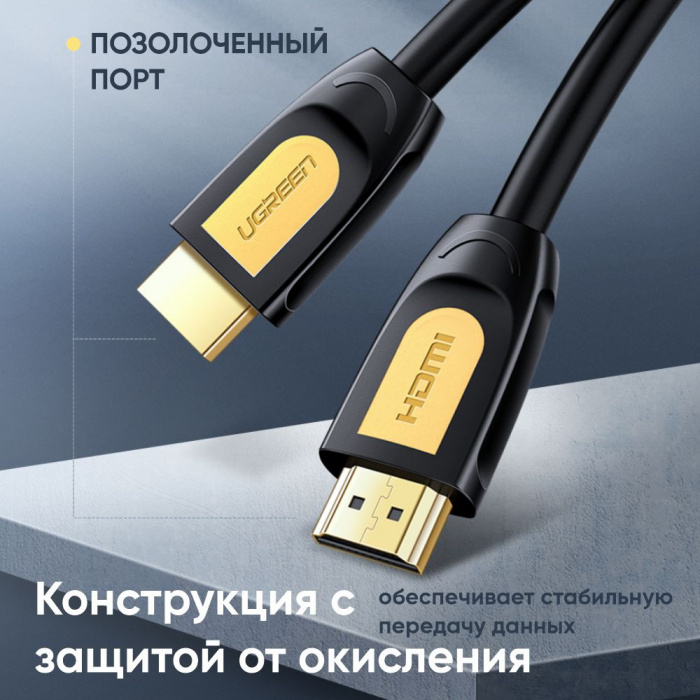 Кабель UGREEN HD101 HDMI, 5 м, Желтый/Черный