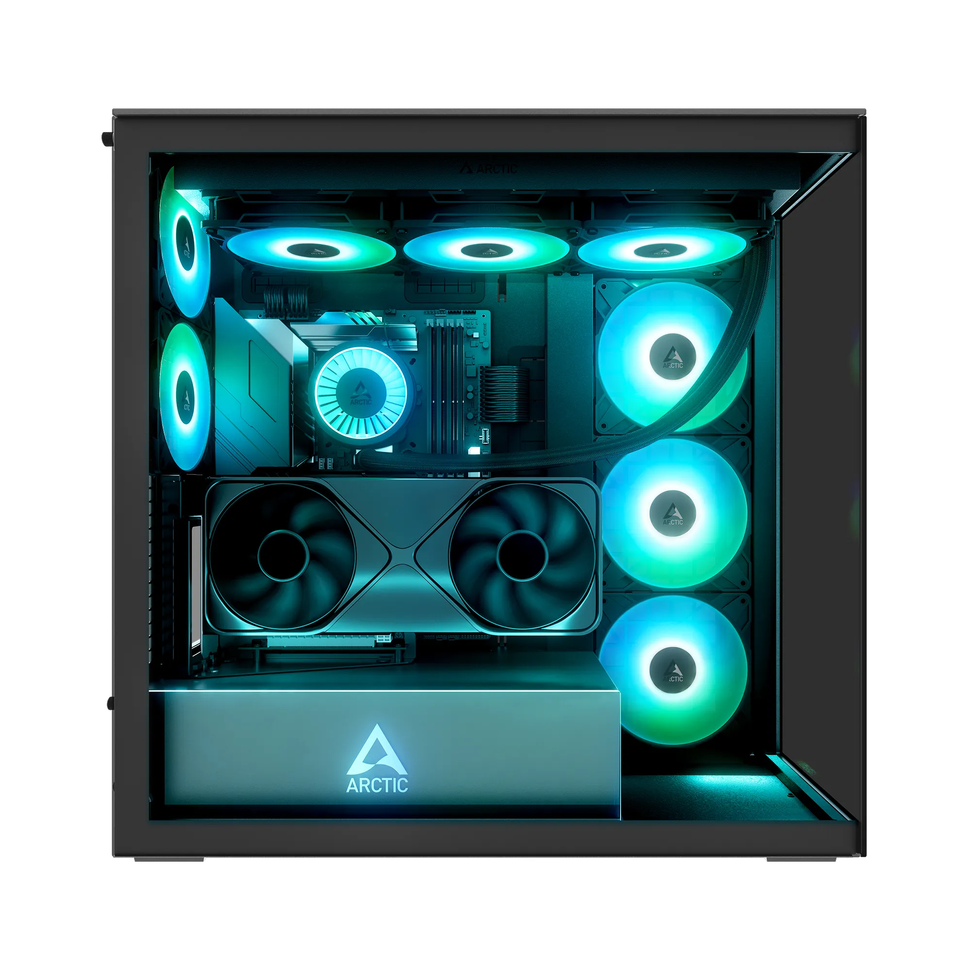 Корпус Arctic Xtender VG Black(Mirror Glass) (ACPCC00019A) [Full Tower, 2×120 мм + 3×140 мм A-RGB, Черный]