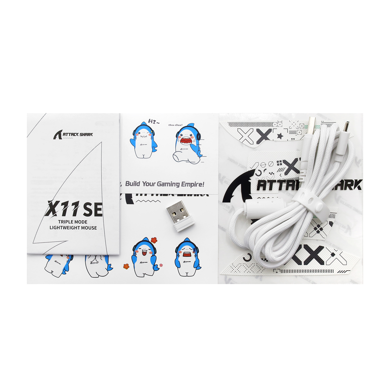 Мышь Attack Shark X11 SE [беспроводная, светодиодная, 22000 DPI, 1000 Гц, белая]