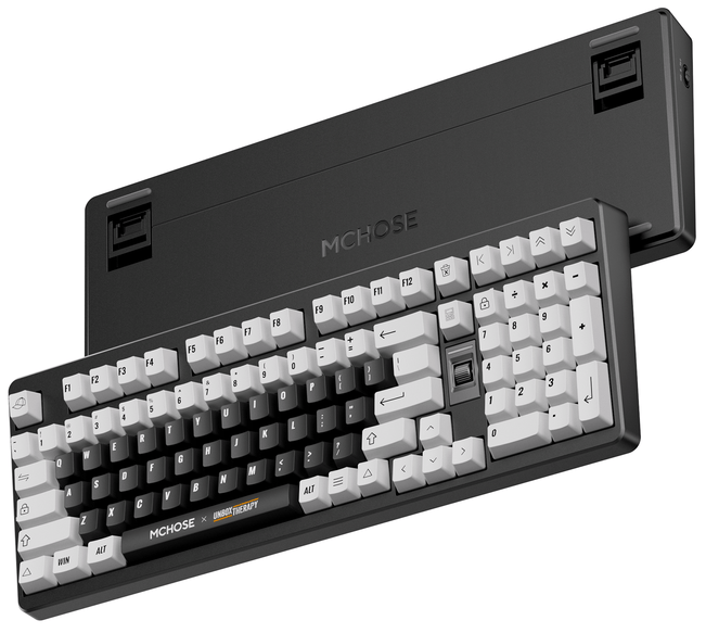 Клавиатура MCHOSE UT98 (UT98-2) [механическая, проводная + беспроводная, RGB подсветка, Silent Peach V3, черная]