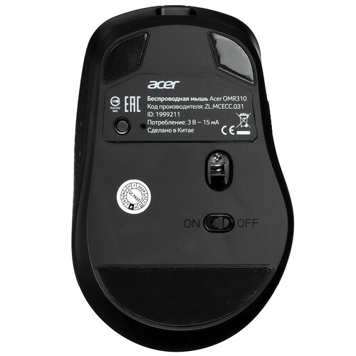 Мышь Acer OMR310 (ZL.MCECC.031) беспроводная, светодиодная, 1600 DPI, черная