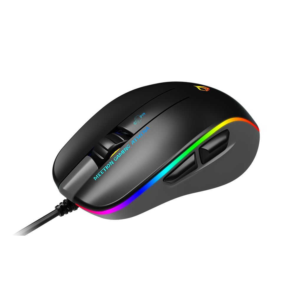 Мышь MeeTion GM23 (GM23_2023 Black) [проводная, светодиодная, 12800 DPI, 1000 Гц, подсветка, черная]