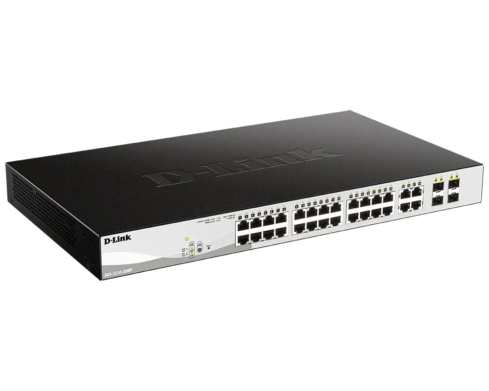 D-Link DGS-1210-28MP/FL1A Управляемый L2 PoE-коммутатор, 24x1000Base-T, 4xCombo 1000Base-T/SFP