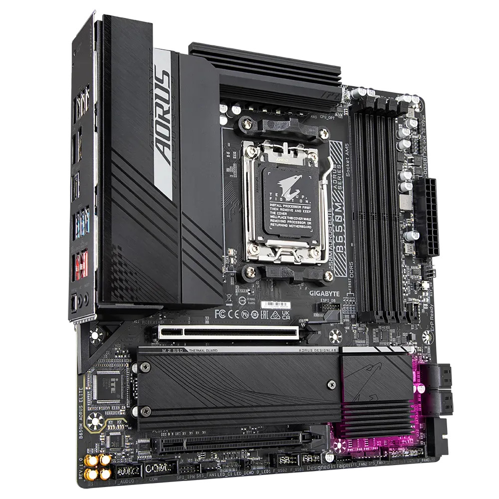 Материнская плата Gigabyte B650M AORUS ELITE [AM5, AMD B650, 4xDDR 5, 2xM.2, 2xPCI-E x16, Micro-ATX]