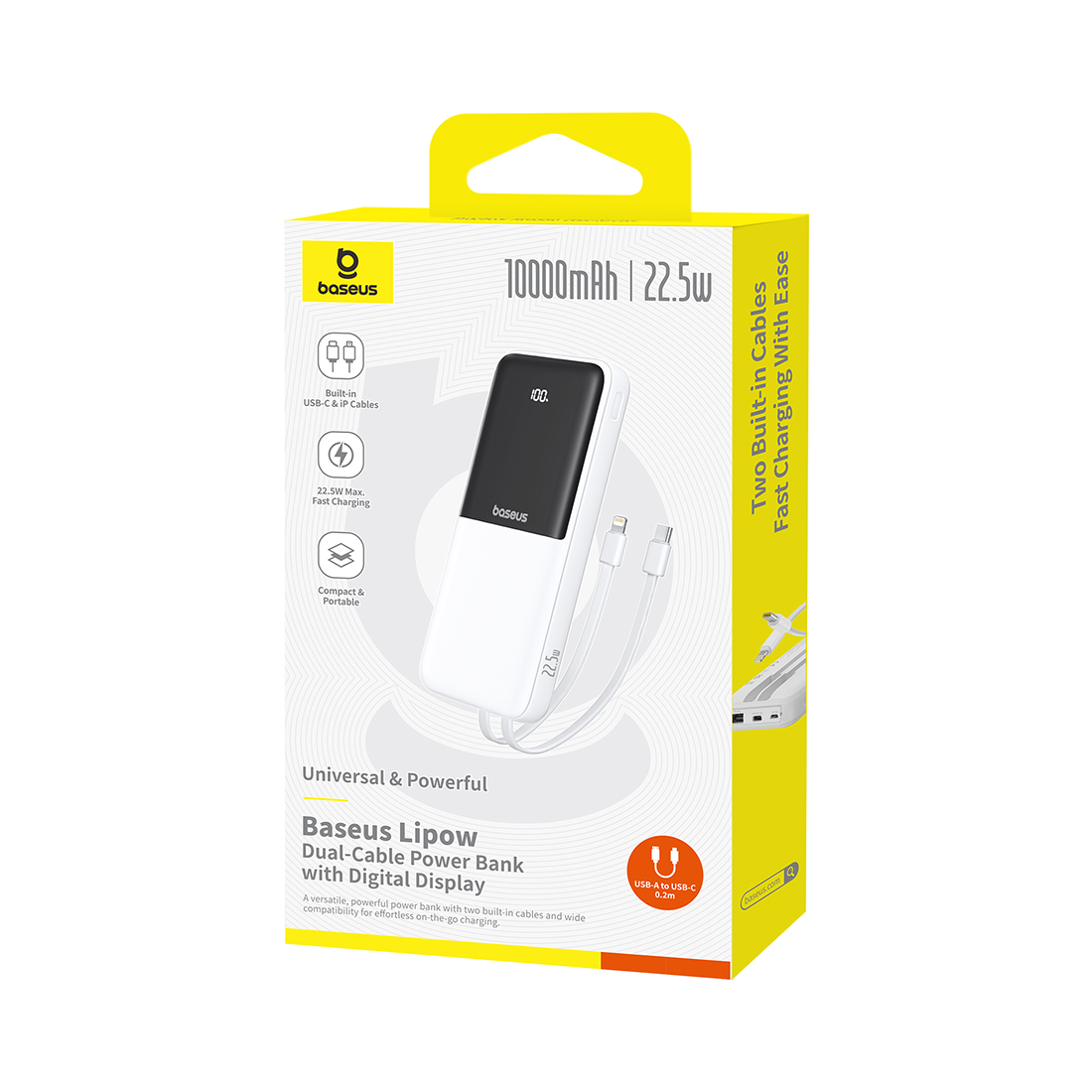 Портативный внешний аккумулятор Baseus Lipow 10000mAh 22.5W Белый (P10079101213-00)