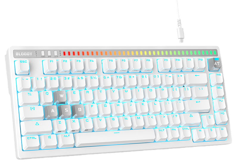 Клавиатура Bloody AT75 [механическая, проводная, RGB подсветка, Optical switches, белая]