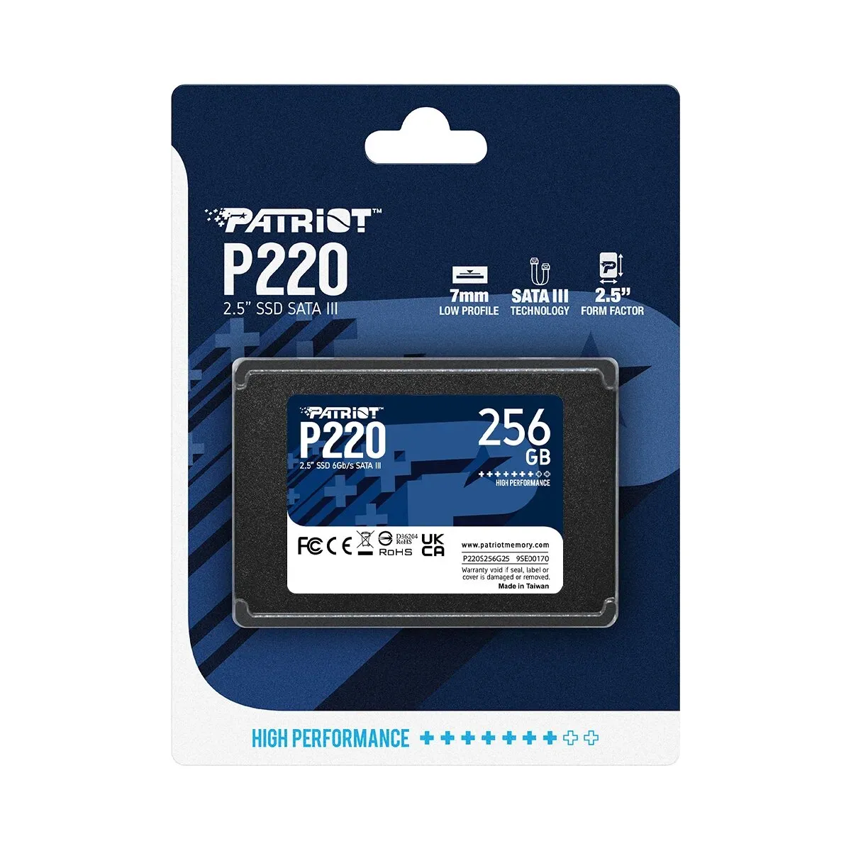 SSD-накопитель Patriot P220 (P220S256G25) [256 ГБ, 2.5", SATA III, 550/490 МБ/с, TLC]