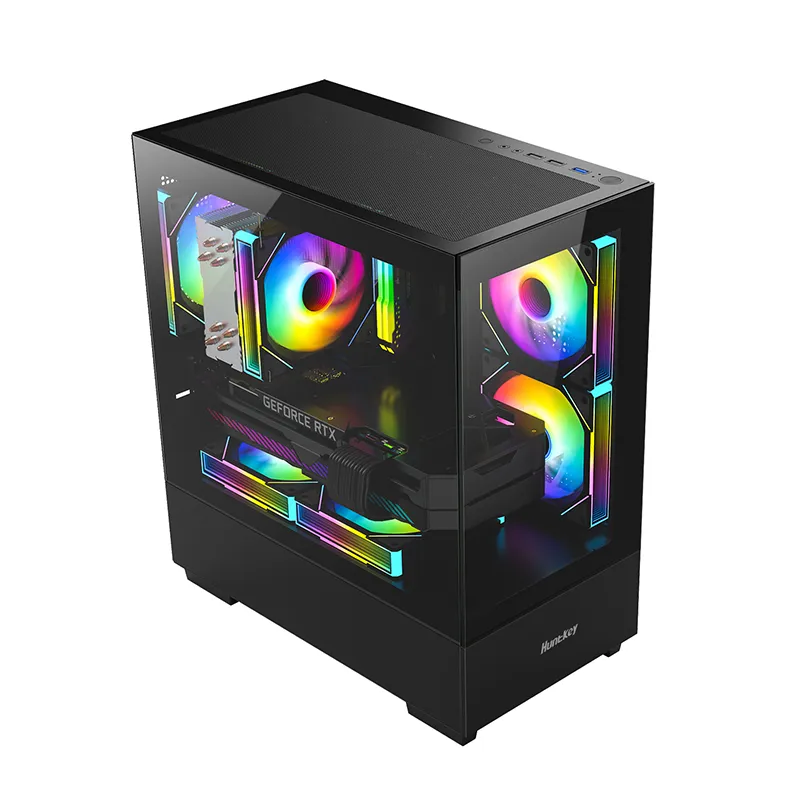 Корпус HuntKey G35 [Midi Tower, 3x 120 мм RGB, черный]