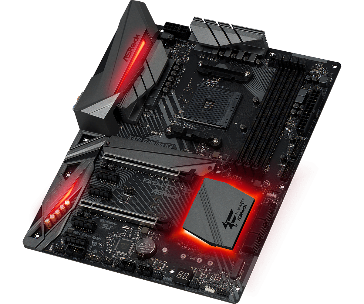 Материнская плата ASRock X470 GAMING K4 [AM4, AMD X470, 4xDDR 4, 2xM.2, 2xPCI-E x16, Standard-ATX]