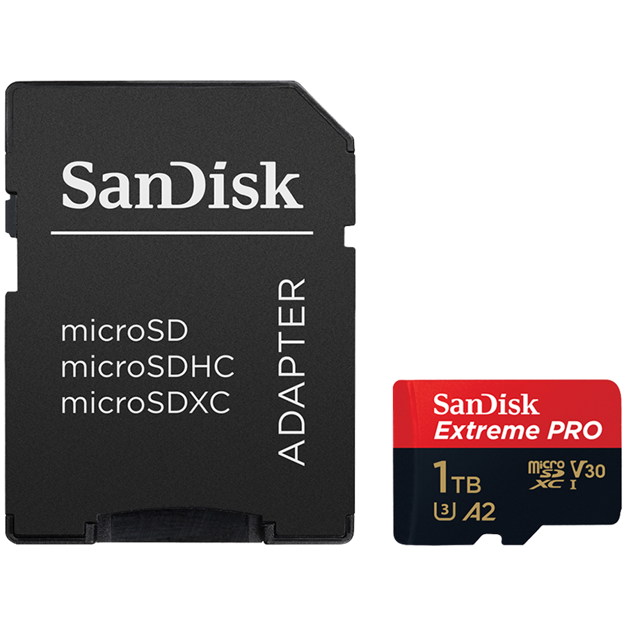 Карта памяти SANDISK Extreme PRO microSDXC 1TB + SD Adapter, A2 C10 V30 UHS-I U3 (SDSQXCD-1T00-GN6MA)