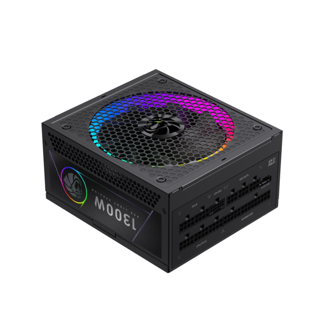 Блок питания GameMax RGB PRO 1300P (2110-1300B0028) [1300 Вт, 80 PLUS Platinum, 10x SATA, 1 x 16 pin (12VHPWR), 4 x 6+2 pin PCIe, 2x 4+4 pin CPU, ATX]