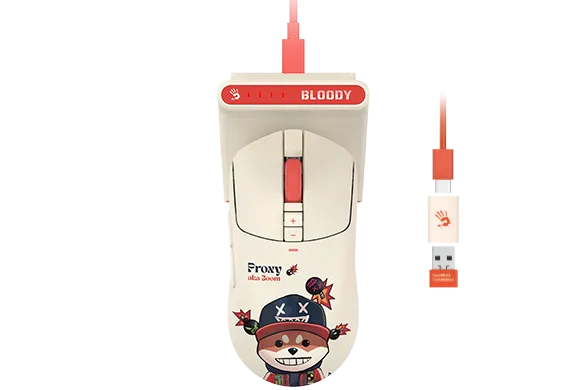 Мышь Bloody R72 Ultra Duo Proxy Boom SAVAGE [проводная + беспроводная, светодиодная, 20000 cpi, 1000 Гц, белый]