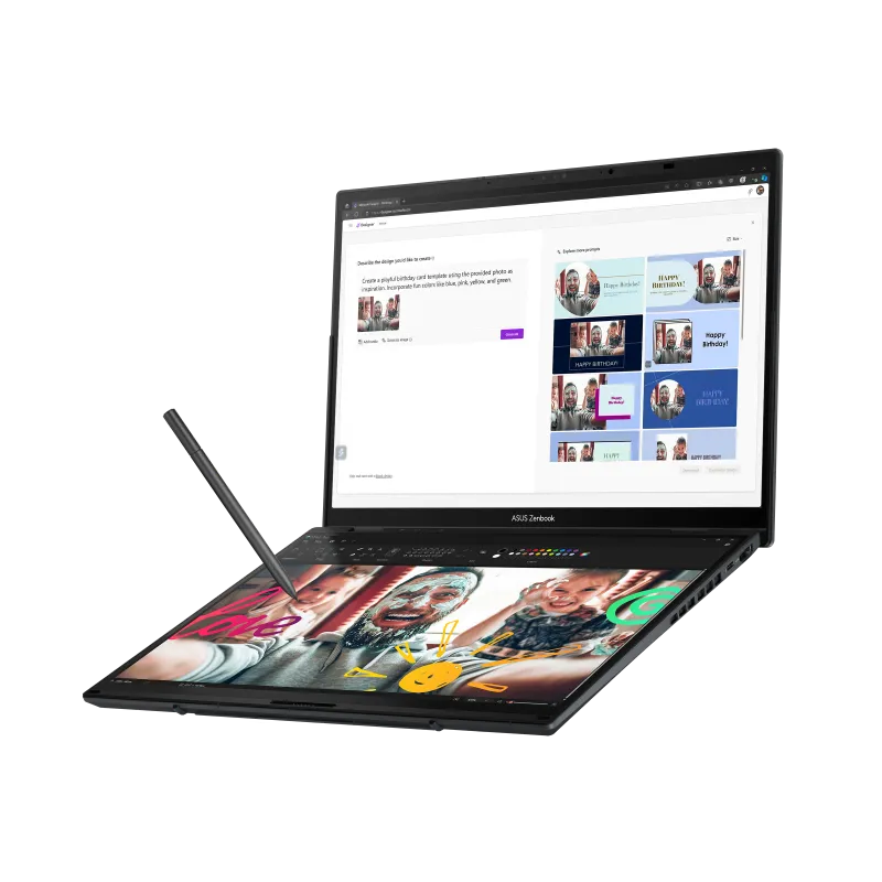 Портативный DUO с двумя сенсорными OLED‑экранами (14” / 3K)