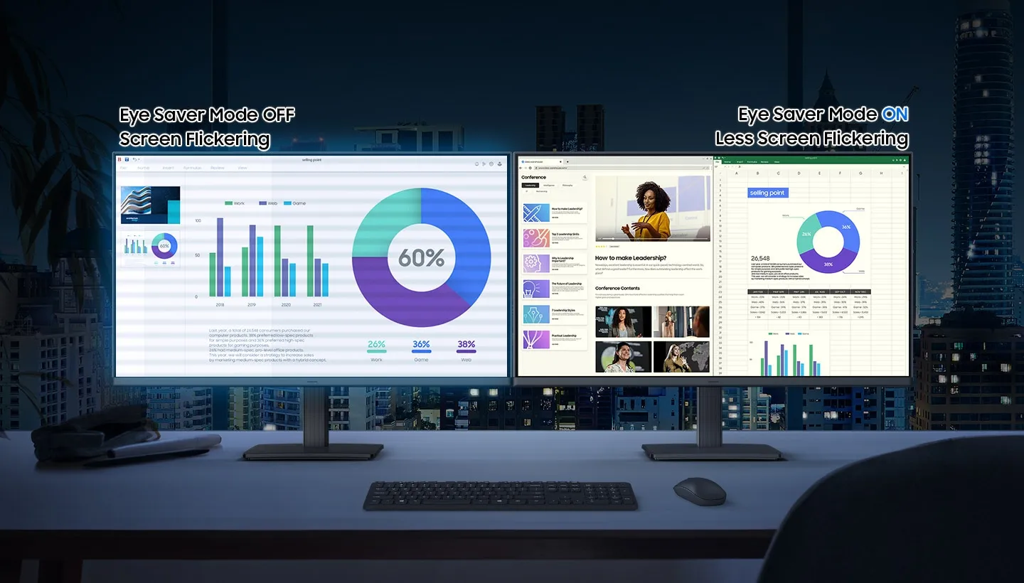 Комфортный для глаз - Режим защиты глаз Eye Saver и сниженное мерцание экрана