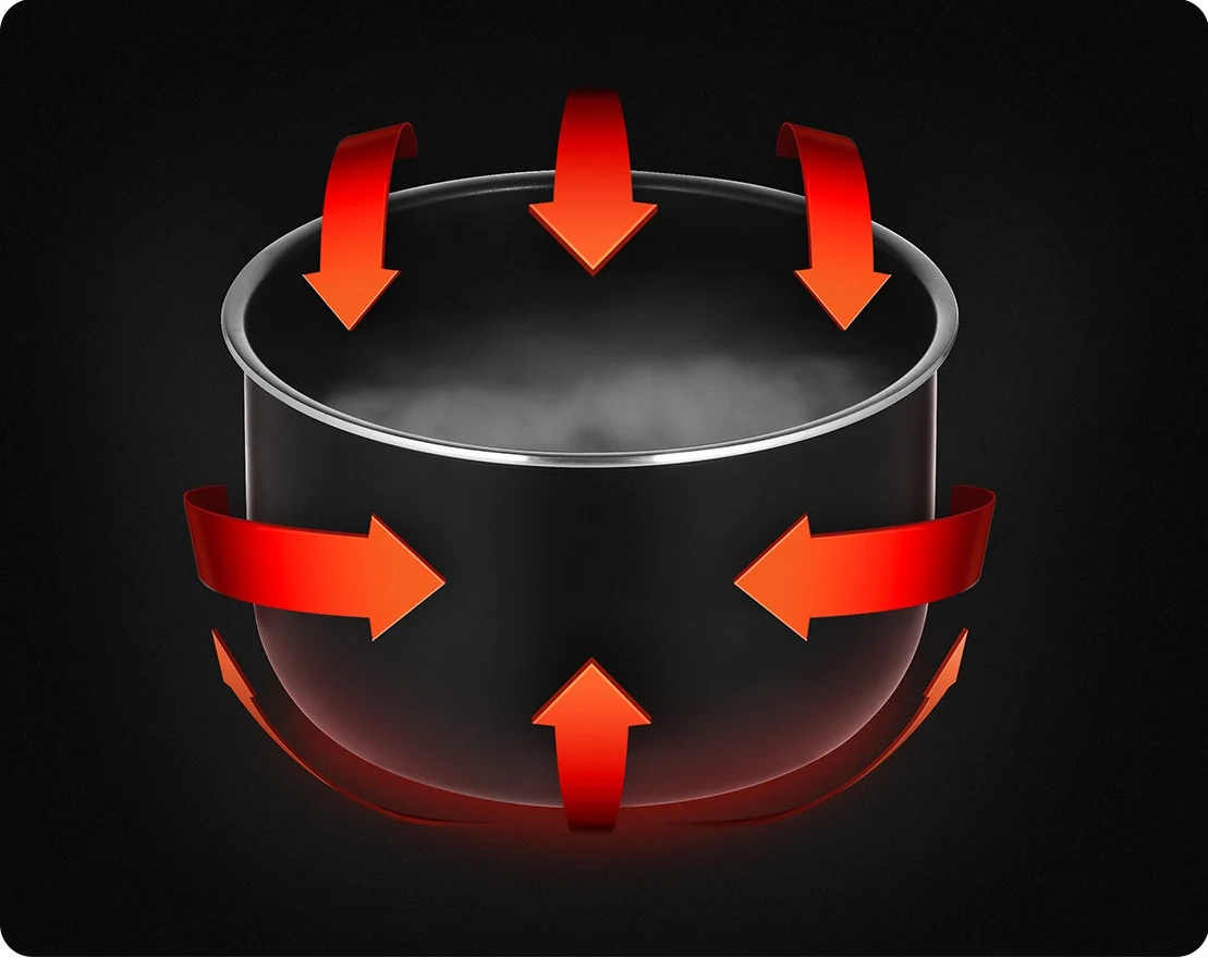 7 уровней регулировки для интеллектуального управления давлением, позволяющего получить жевательную, среднюю или нежную текстуру в соответствии с вашими предпочтениями