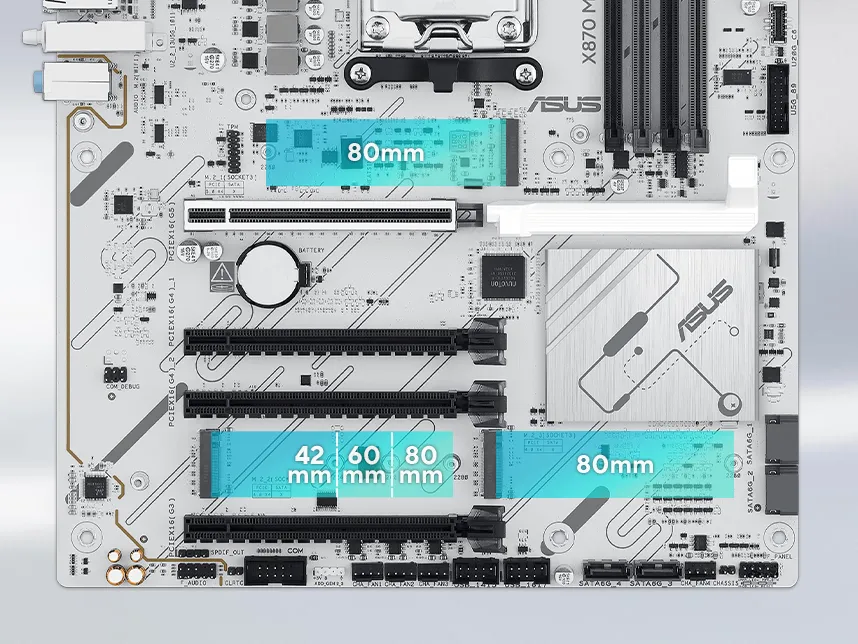 Три слота M.2 (до 128 Гбит/с)