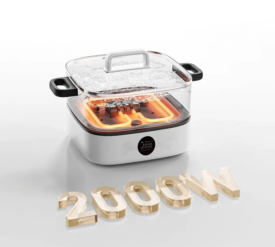 2000 Вт, высокая температура, быстрое приготовление. Быстрое приготовление ломтиков говядины за 25 секунд