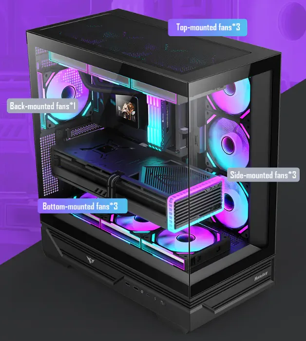 10 вентиляторов, работающих параллельно