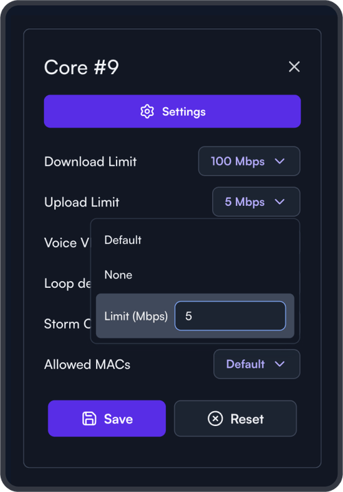 Ограничение скорости исходящего и входящего трафика