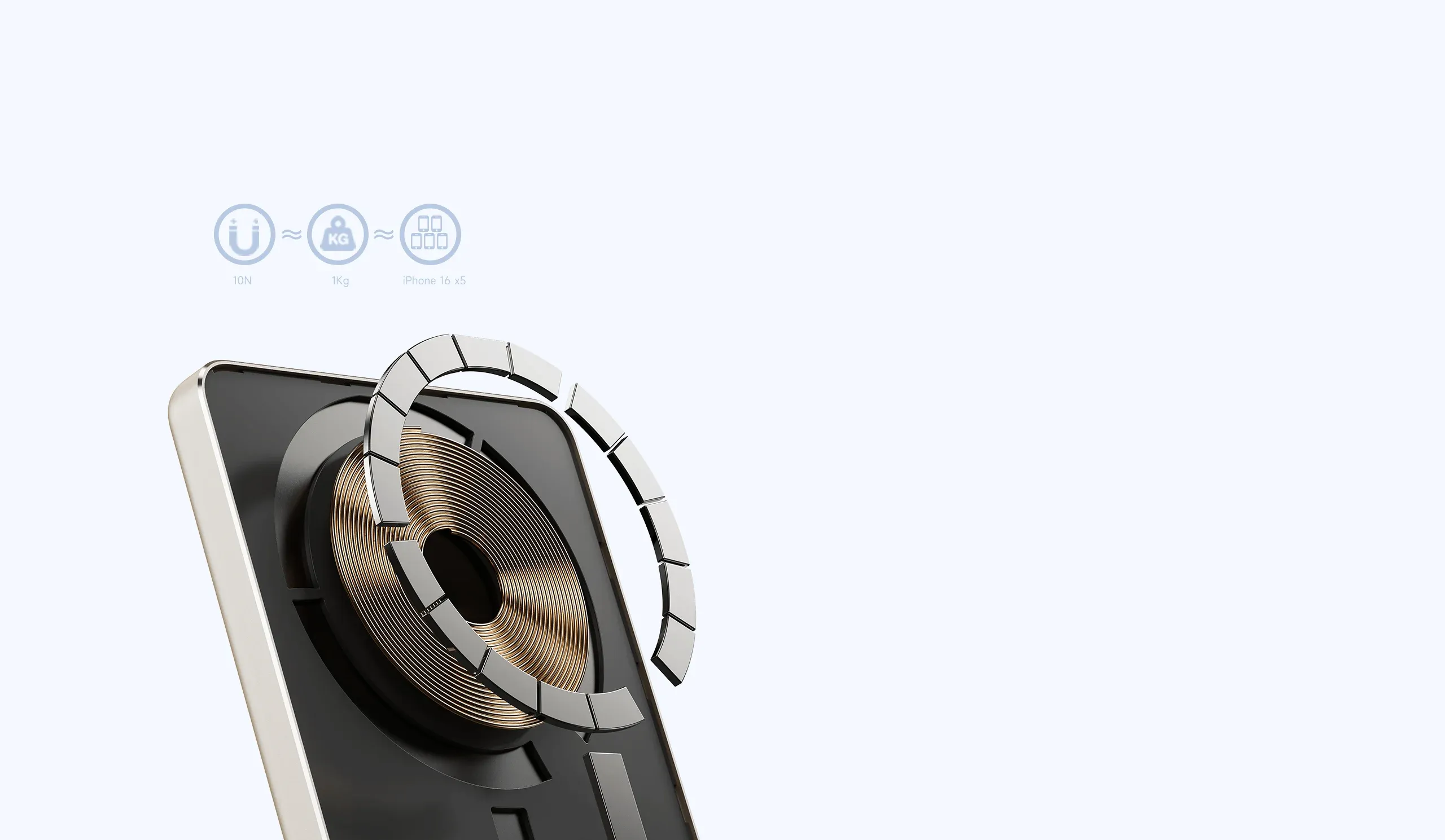 17 неодимовых магнитных сердечников Обеспечивают сильное магнитное притяжение