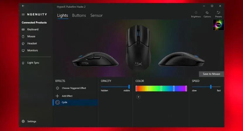 Возможность настройки с помощью программного обеспечения HyperX NGENUITY
