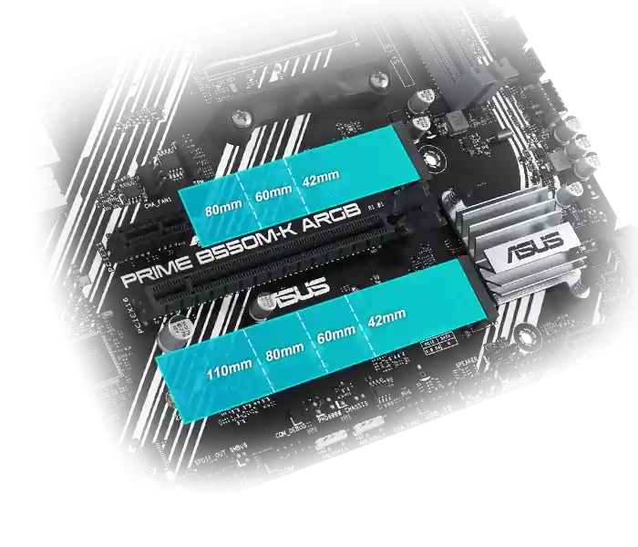 Два слота M.2 (до 64 Гбит/с)