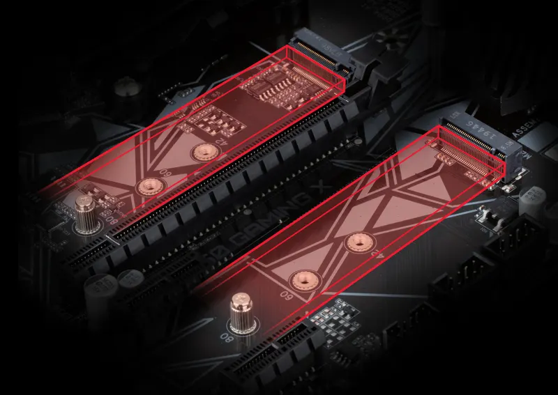 Два M.2 разъемы для NVMe PCIe 4.0*/3.0 накопителей
