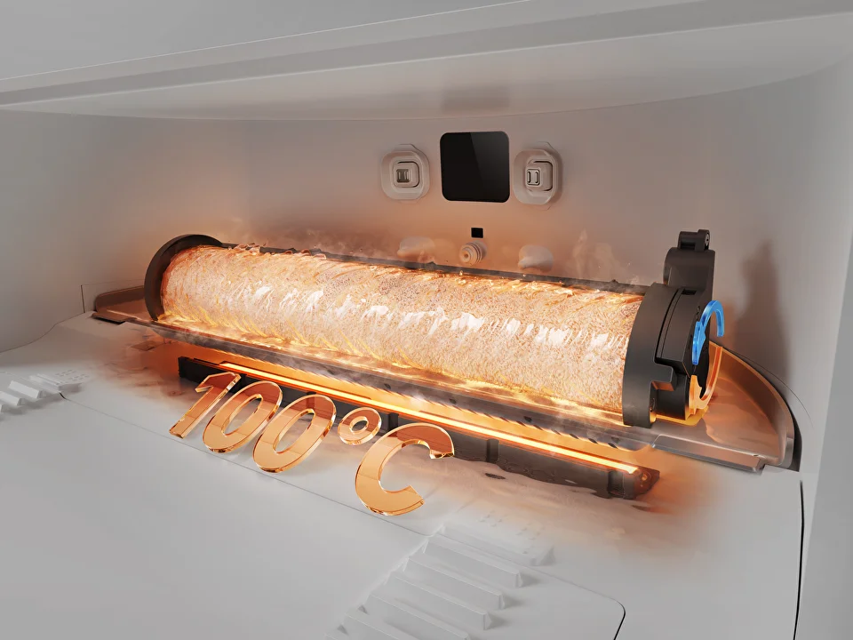 Автоматическая очистка роликовой швабры при температуре 100°C