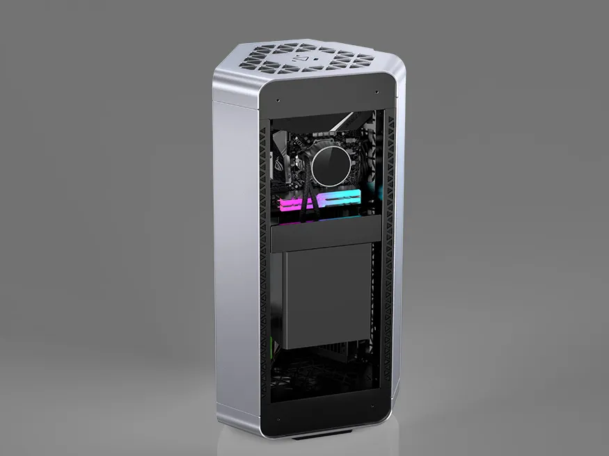 Первая камера: материнская плата Mini-ITX и стандартный отсек для блока питания PS/2 ATX