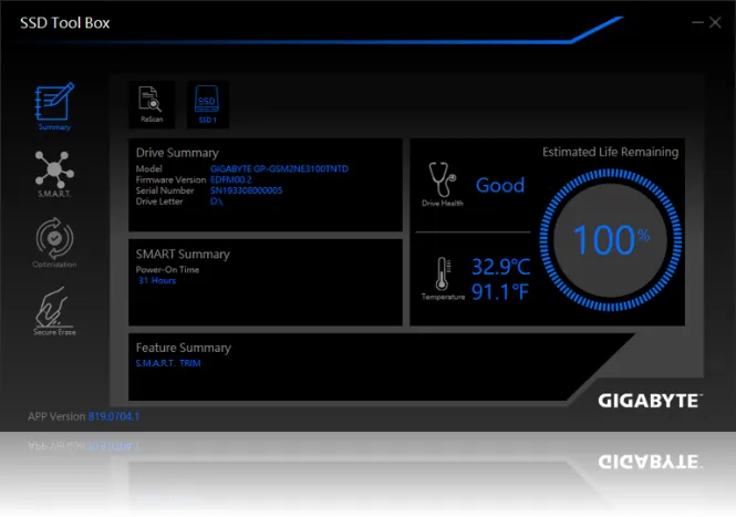 Приложение SSD Tool Box