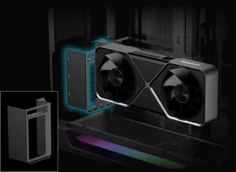 Поддержка вертикальной установки графического процессора.