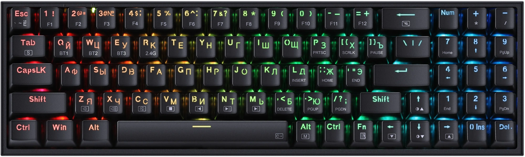 Клавиатура+мышь Redragon S136 (72158) [механическая, проводная + беспроводная, RGB подсветка, черная]