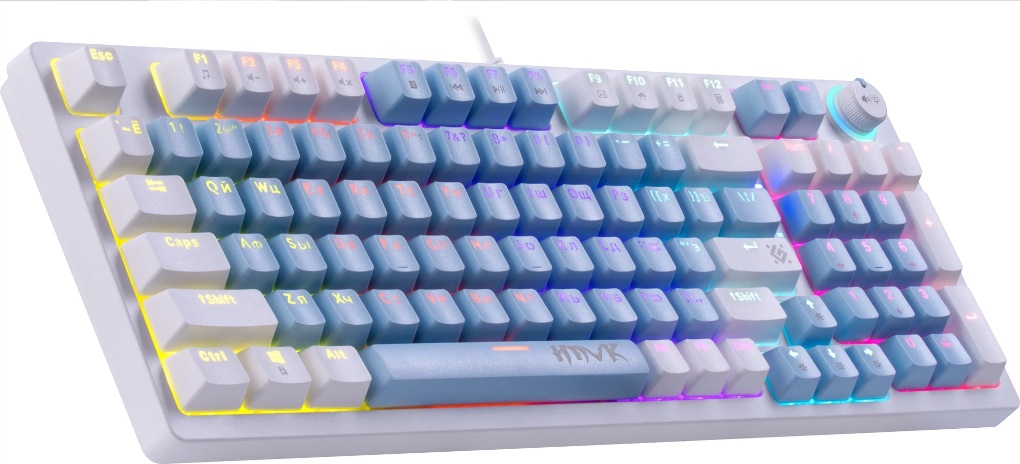 Клавиатура Defender Hawk GK-418 RU (45422) [механическая, проводная, бордовая RGB подсветка, Outemu Red, белая]