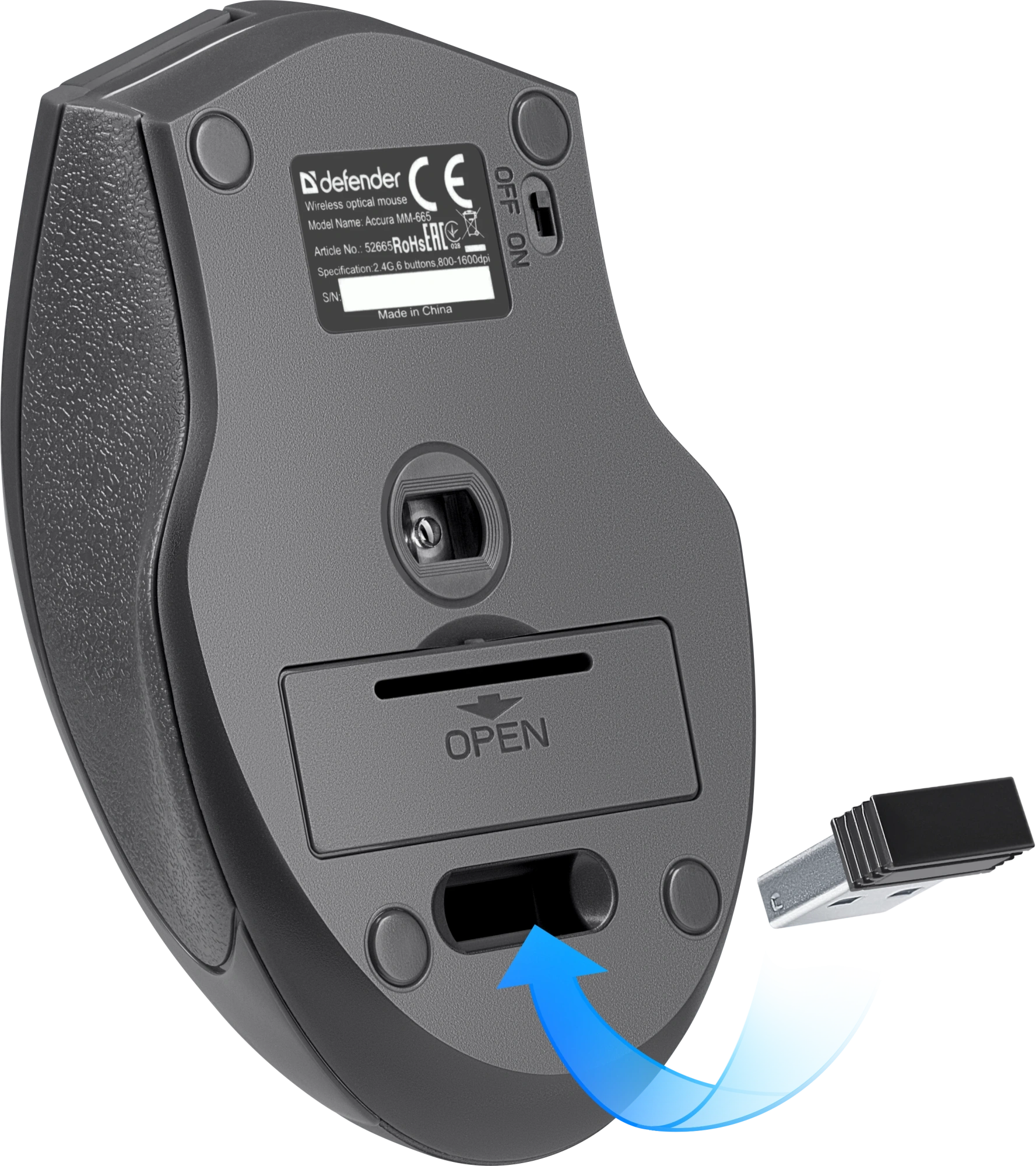 Мышь Defender Accura MM-665 [беспроводная, светодиодная, 1600 DPI, черная]