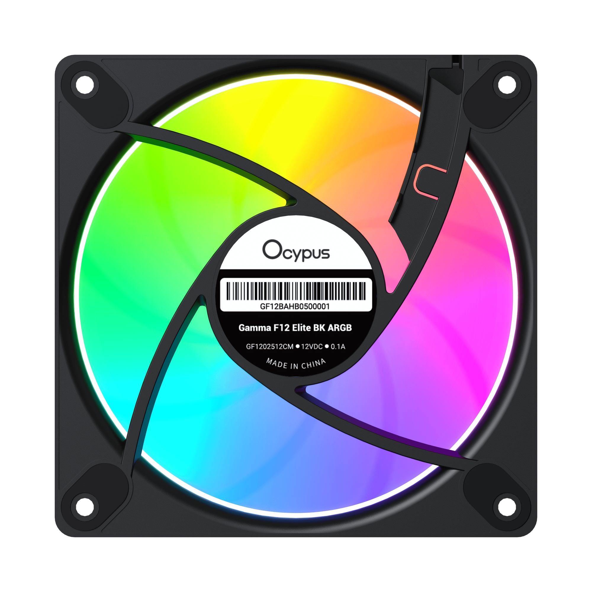 Вентилятор для корпуса Ocypus Gamma F12 Elite BK ARGB [120 x 120 мм, 1800 об/мин, 56 CFM, 26 дБ, PWM]
