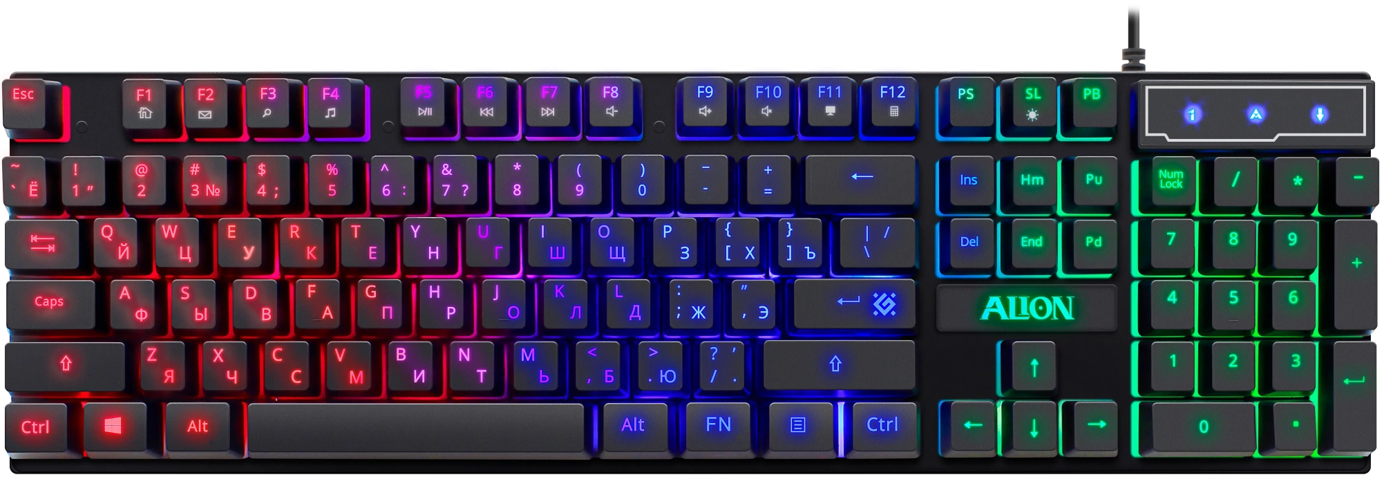 Клавиатура+мышь Defender Alion GS-987 (52987) [мембранная, проводная, RGB подсветка, черная]