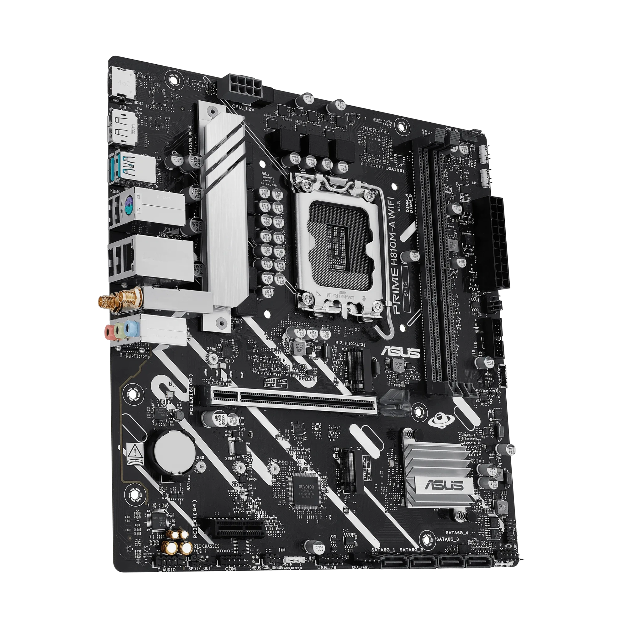Материнская плата Asus PRIME H810M-A WIFI [LGA 1851, Intel H810, 2xDDR 5, 2xM.2, 1xPCI-E x16, Micro-ATX]