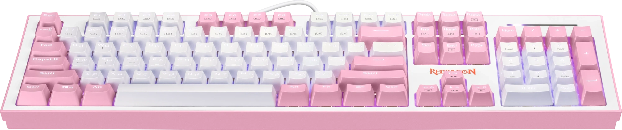 Клавиатура Redragon Hades [механическая, проводная, белая подсветка, Outemu Brown, розовая]