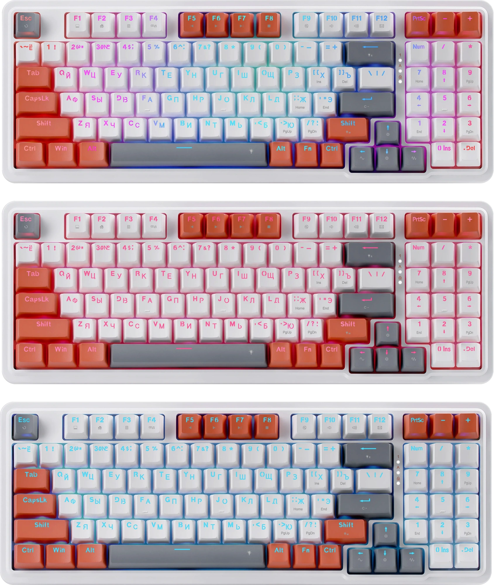 Клавиатура Redragon Gloria (72216) [механическая, проводная, RGB подсветка, Redragon + Red, белая]