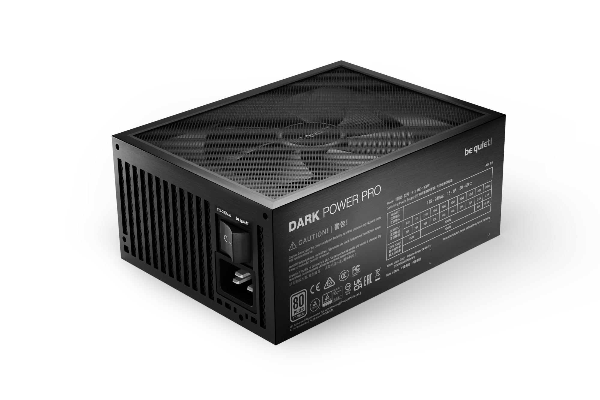 Блок питания Be quiet! Dark Power Pro 13 (BN331) [1300 Вт, 80 PLUS Titanium, 16x SATA, 6x 6+2 pin, 2x 16 pin (12VHPWR) PCIe, 1x 4+4 pin, 1x 8 pin CPU, ATX]