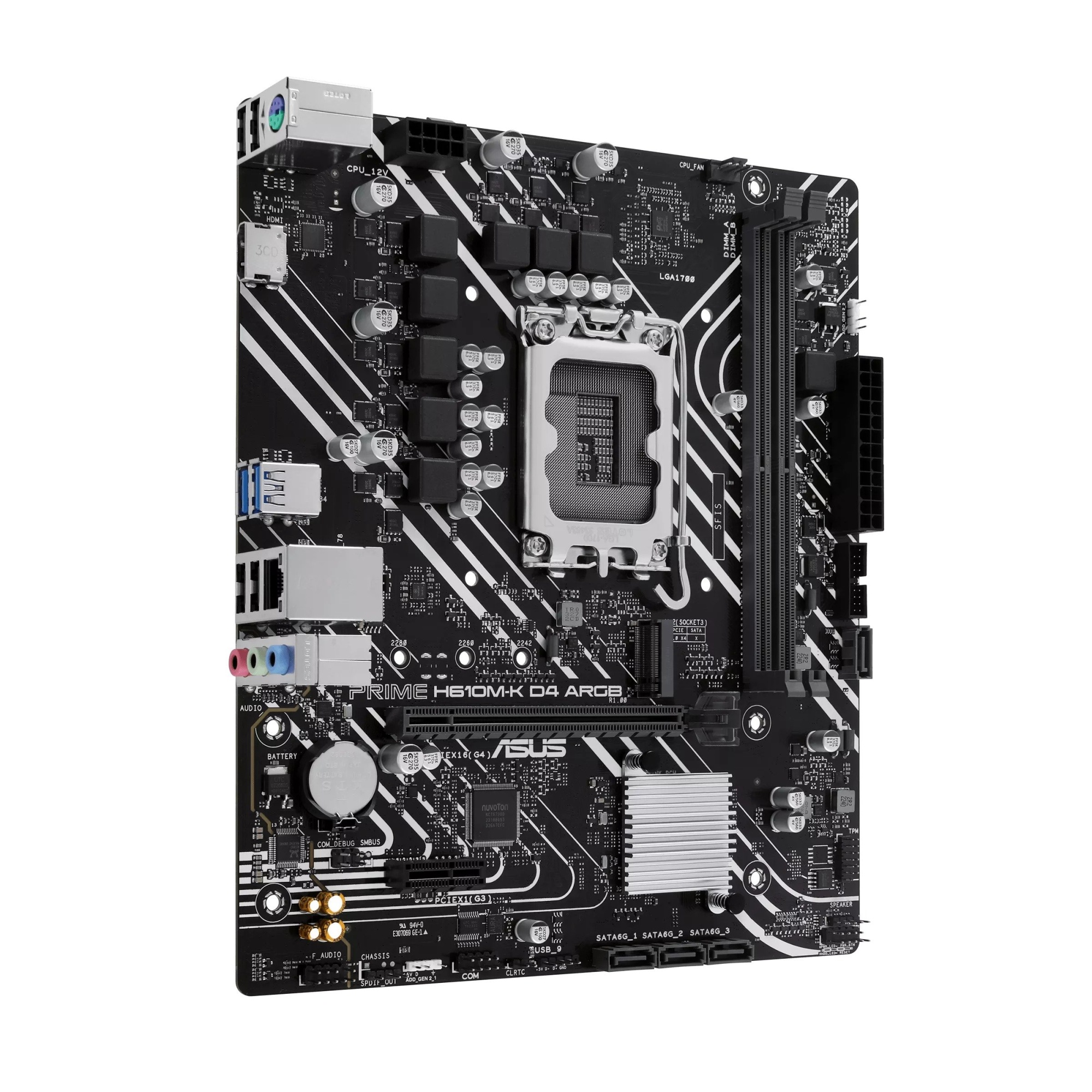 Материнская плата ASUS PRIME  H610M-K D4 ARGB, LGA1700 2xDDR4 4xSATA3 M.2 1xHDMI 2xARGB mATX