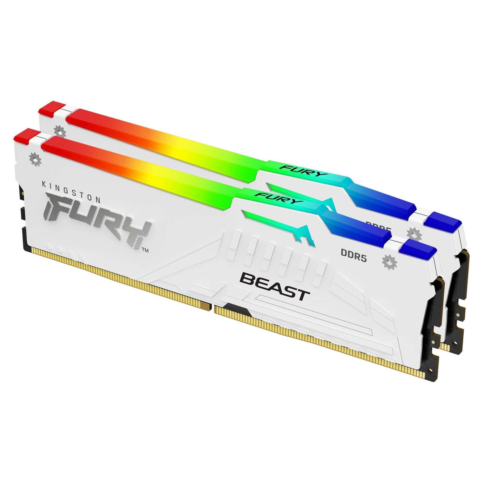 Комплект оперативной памяти Kingston FURY Beast White RGB (KF560C30BWEAK2-32) [32 ГБ, DDR 5, 6000 МГц, 1.4 В, подсветка, KIT]