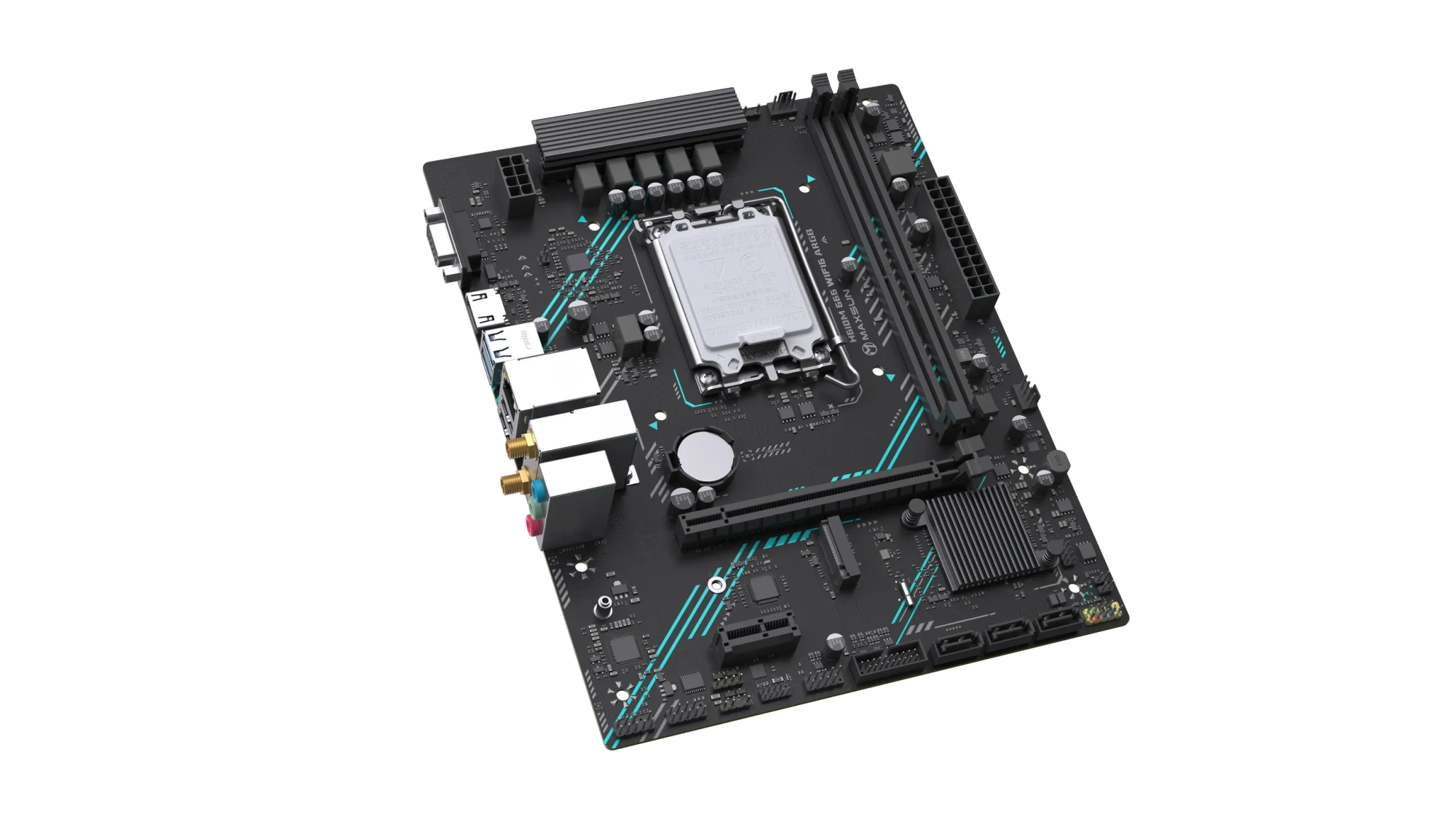 Материнская плата Maxsun MS-H610M 666 WIFI6 ARGB [LGA 1700, Intel H610, 2xDDR 4, 1xM.2, 1xPCI-E x16, Micro-ATX]