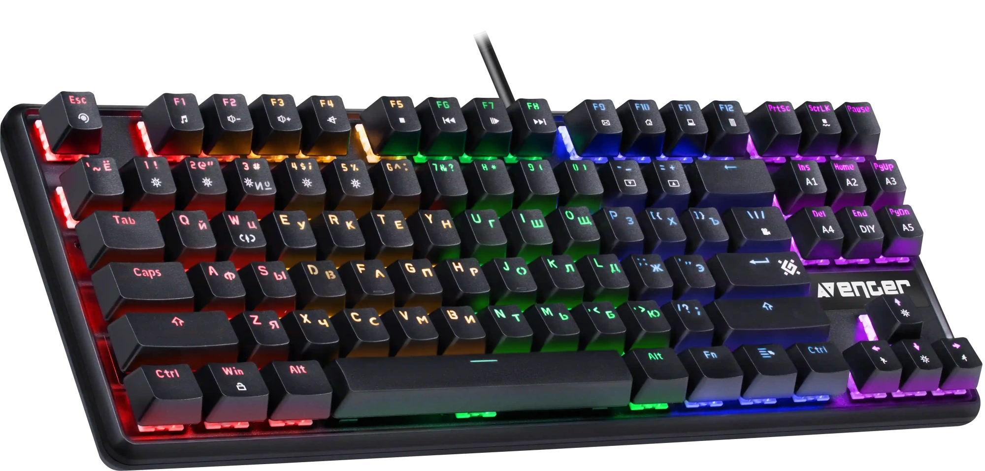 Клавиатура Defender Avenger GK-412 RU (45410) [механическая, проводная, RGB подсветка, черная]