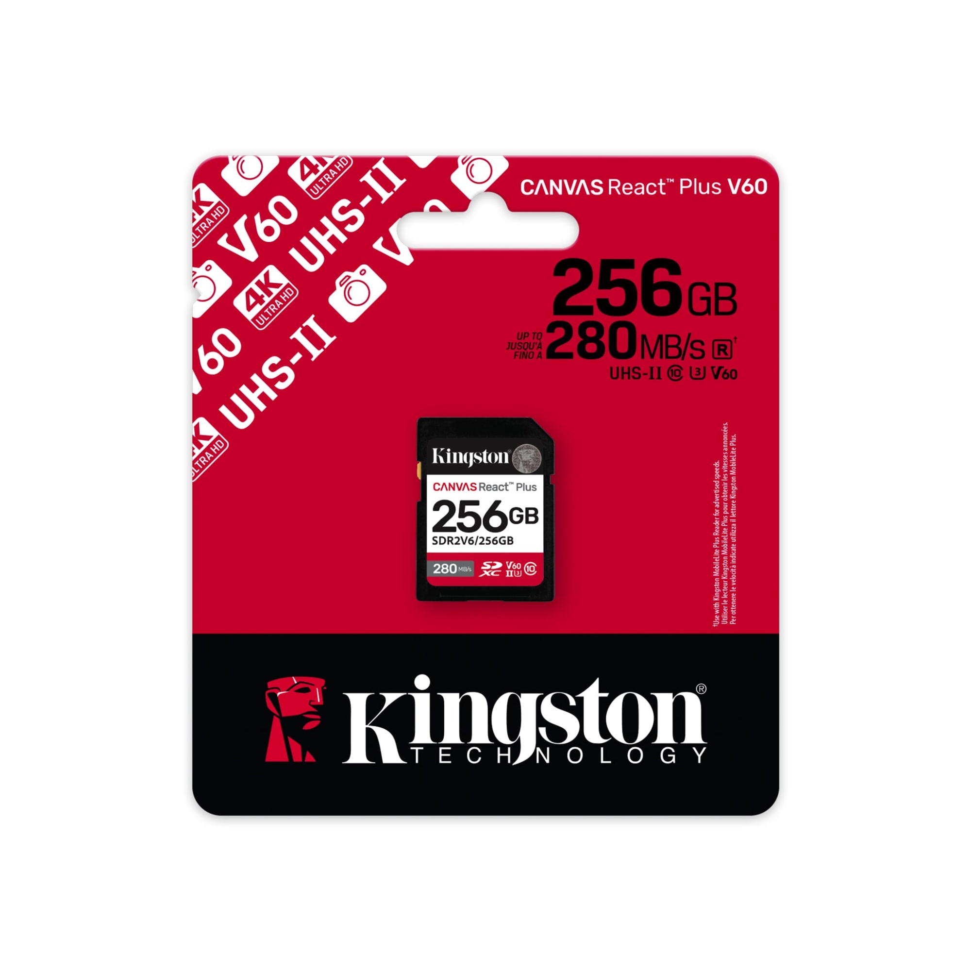 Kingston 256GB SDXC Canvas React Plus SDXC UHS-II 280R/150W U3 V60