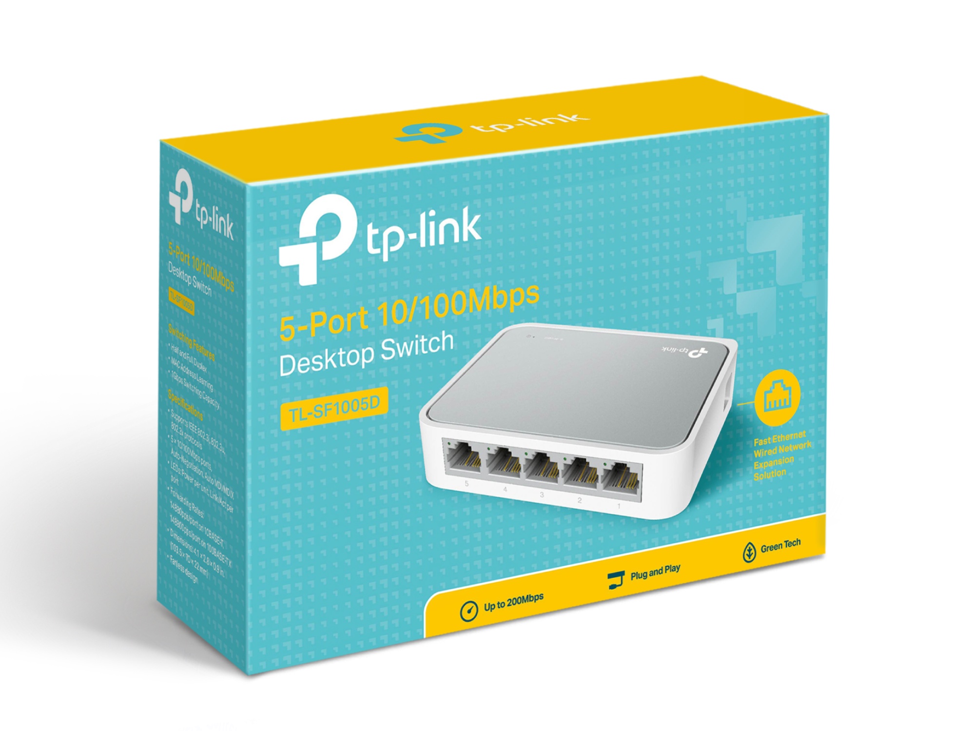 Коммутатор неуправляемый, TP-Link, TL-SF1005D, 5-port 10/100 Mbit/s - купить в интернет-магазине Forcecom.kz Коммутатор неуправляемый, TP-Link, TL-SF1005D, 5-port 10/100 Mbit/s