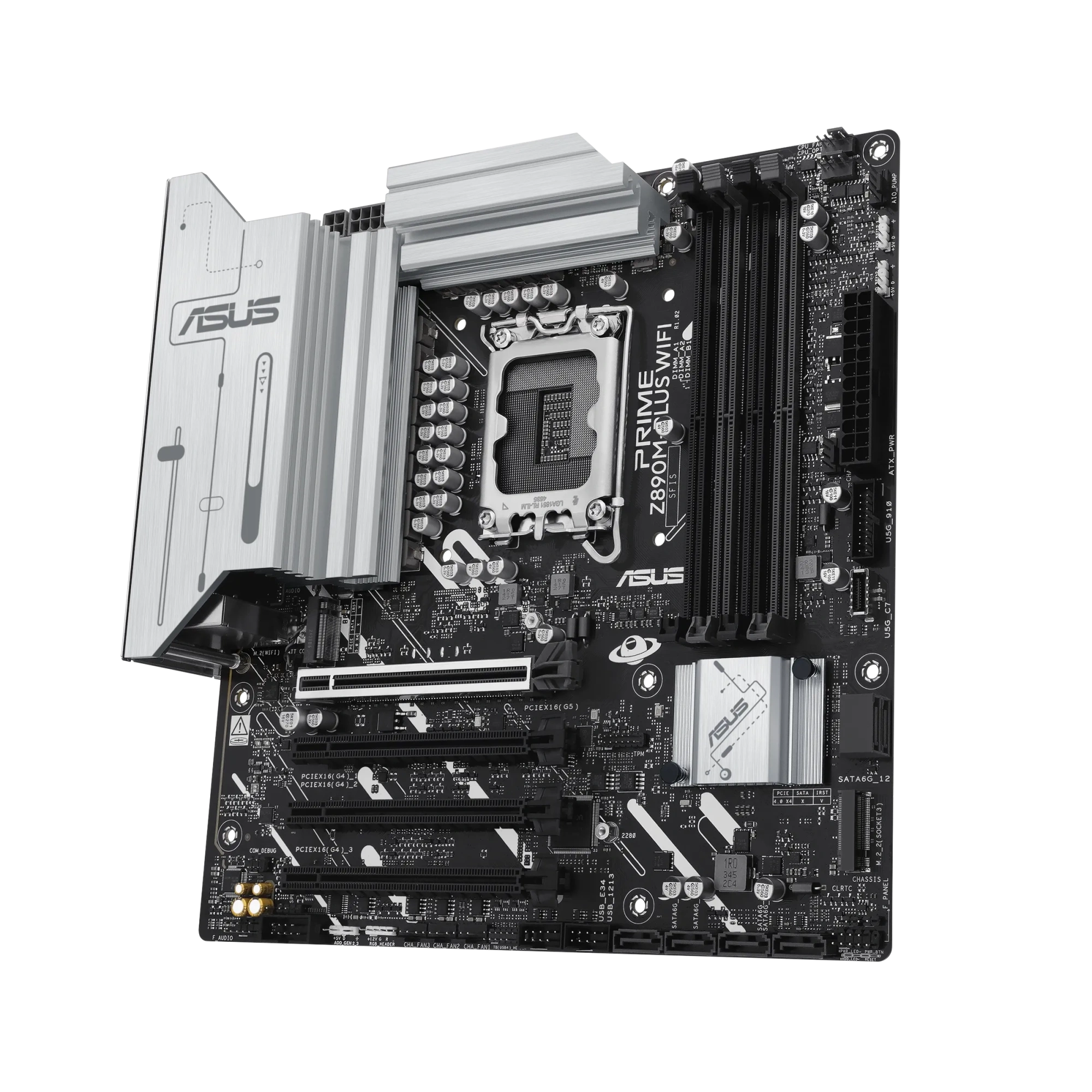 Материнская плата Asus PRIME Z890M-PLUS WIFI [LGA 1851, Intel Z890, 4xDDR 3, DDR 4, 3xM.2, 4xPCI-E x16, Micro-ATX]