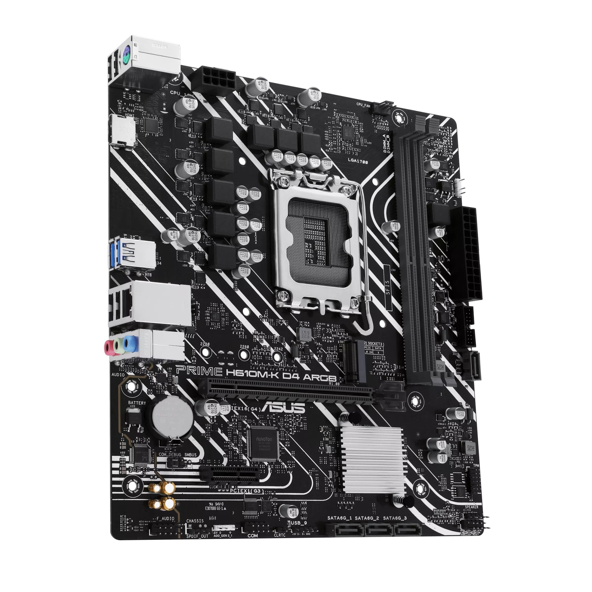 Материнская плата ASUS PRIME  H610M-K D4 ARGB, LGA1700 2xDDR4 4xSATA3 M.2 1xHDMI 2xARGB mATX