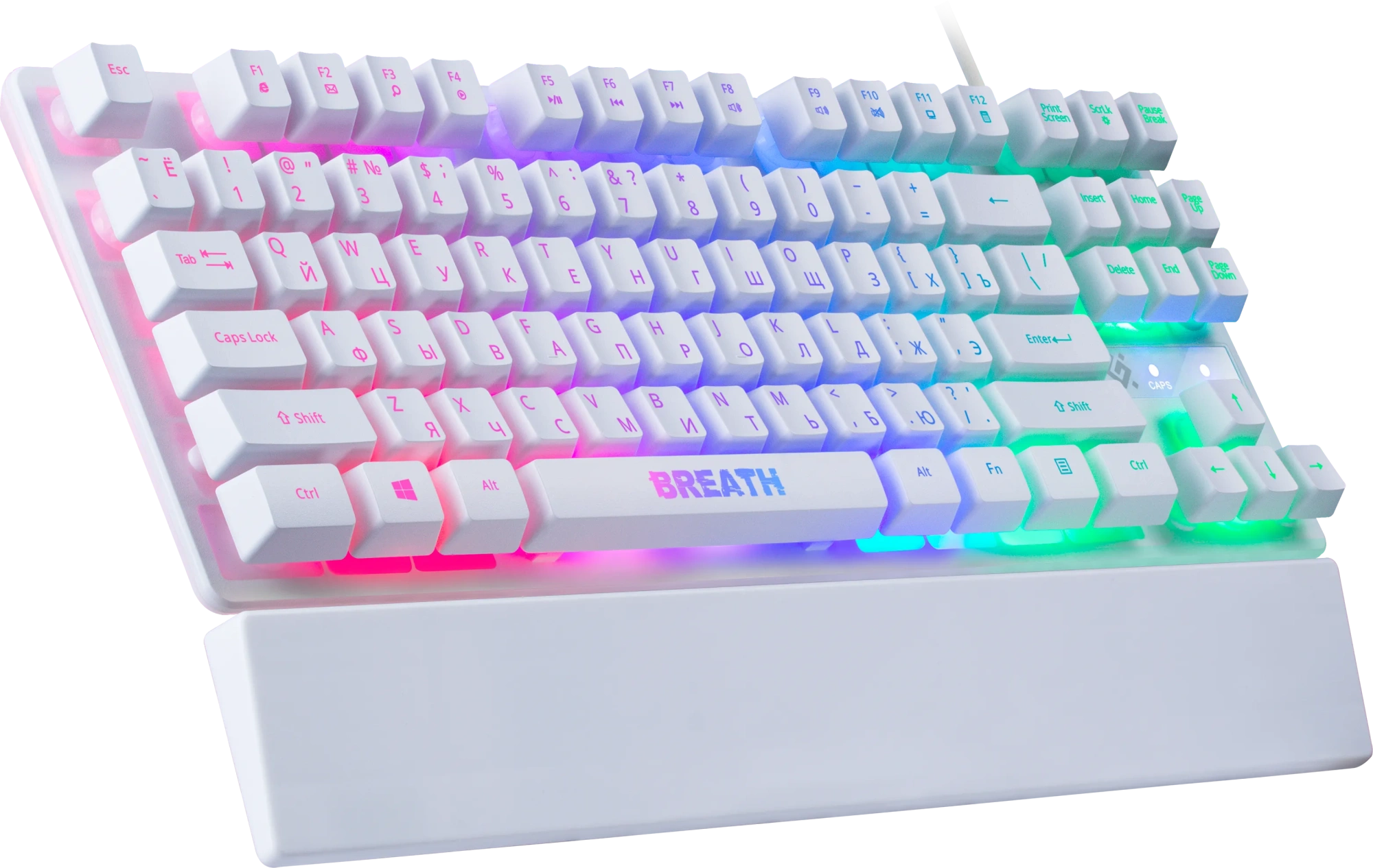 Клавиатура Defender Breath GK-184 RU (45184) [мембранная, проводная, RGB подсветка, белая]